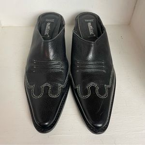 Matisse Women's 8 Black Leather Cowboy Boot Mules Pointed Toe Made in Brazil